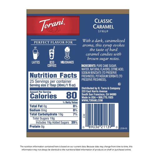  Torani Syrup, Classic Caramel, 25.4 Ounces (Pack of 4)