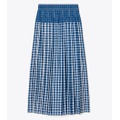 Tory Burch PICNIC PLAID SILK PLEATED SKIRT