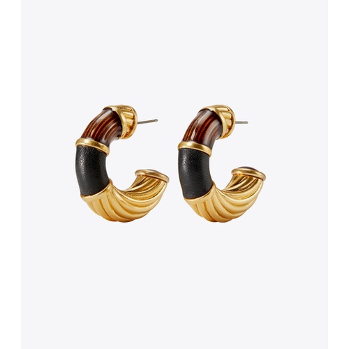 토리버치 Tory Burch KIRA RIDGED HOOP EARRING