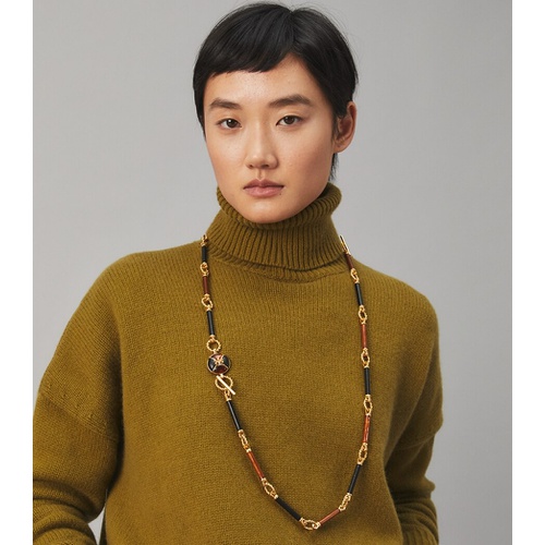 토리버치 Tory Burch KIRA LEATHER LONG NECKLACE