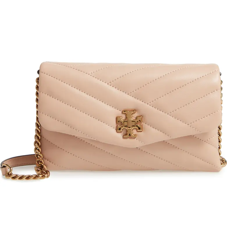 Tory Burch Kira Chevron Quilted Leather Wallet on a Chain_DEVON SAND