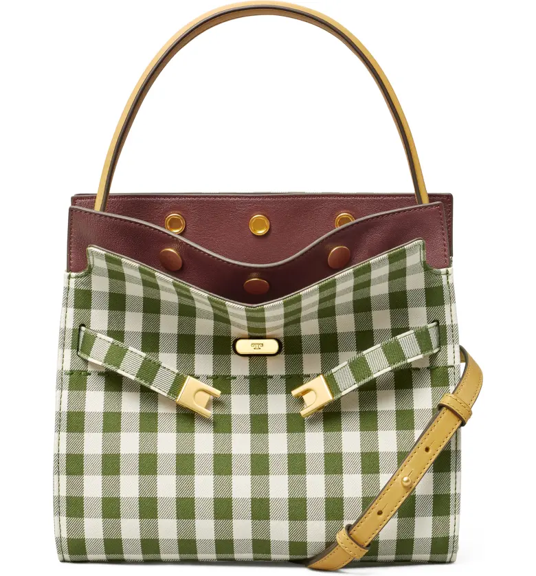 토리버치 Tory Burch Small Lee Radziwill Gingham Double Bag Satchel_LECCIO / NEW IVORY GINGHAM