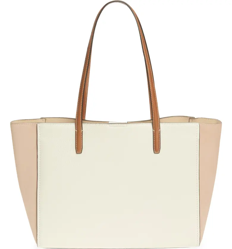 토리버치 Tory Burch Carson Colorblock Leather Tote_NEW IVORY