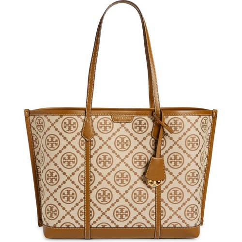 토리버치 Tory Burch Perry T Monogram Jacquard Triple Tote_HAZELNUT