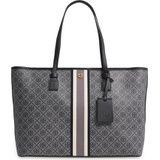Tory Burch T Monogram Coated Canvas Tote_BLACK