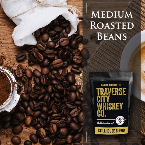  Barrel Aged Coffee - Stillhouse Blend 12oz - Medium Roasted Beans for a Bold and Smooth Taste by Traverse City Whiskey Co.