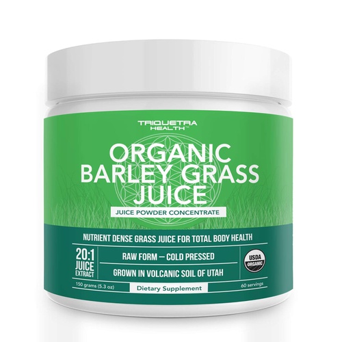  Triquetra Health Organic Barley Grass Juice Powder - Grown in Volcanic Soil of Utah - Raw & BioActive Form, Cold-Pressed then CO2 Dried - Complements Wheatgrass Juice Powder - 5.3 oz