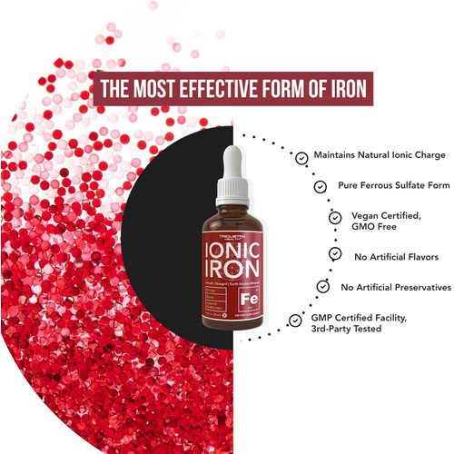  Triquetra Health Ionic Liquid Iron Supplement (236 Servings)  Highest Absorption Rate Allows for Smaller Dose & Less Stomach Issues - Non-Flavored, Vegan, Ionically Charged, Earth-Sourced Minerals