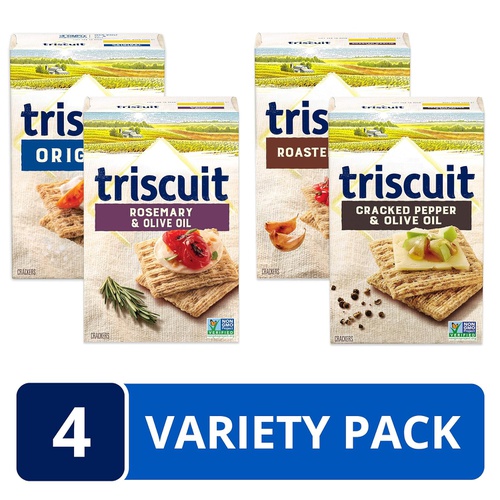  Triscuit (TBRN9) Triscuit Whole Grain Crackers 4 Flavor Variety Pack, Regular Size, 4 Boxes