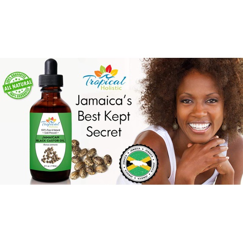  100% Pure Jamaican Black Castor Oil 4 oz, Premium Natural For Hair Growth, Beard, Eyelashes, Edges, Scalp Grease, Dandruff, Eyebrows - Hexane Free by Tropical Holistic