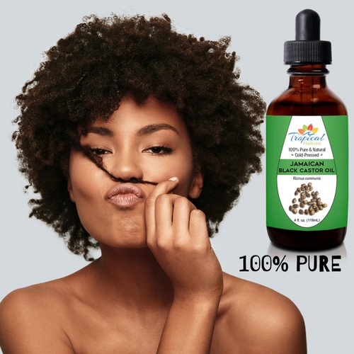  100% Pure Jamaican Black Castor Oil 4 oz, Premium Natural For Hair Growth, Beard, Eyelashes, Edges, Scalp Grease, Dandruff, Eyebrows - Hexane Free by Tropical Holistic