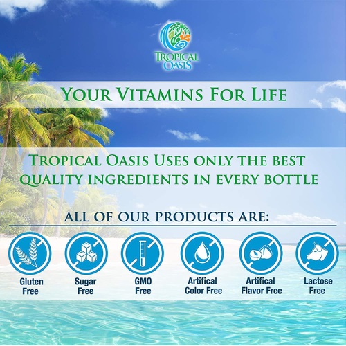  Tropical Oasis Adult Liquid Multivitamin -Liquid Multi-Vitamin and Mineral Supplement with 125 Total Nutrients Including; 85 Vitamins & Minerals, 23 Amino Acids, and 18 Herbs - 16