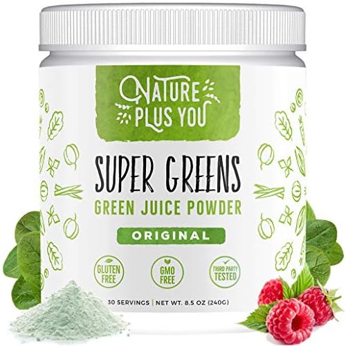 TruBaio Super Greens Powder Organic Blend: Non-GMO Supplement, Includes Spirulina, Alfalfa, Spinach, Probiotics, Fiber and Digestive Enzymes, No Artificial Sweeteners, 30 Servings by Natur