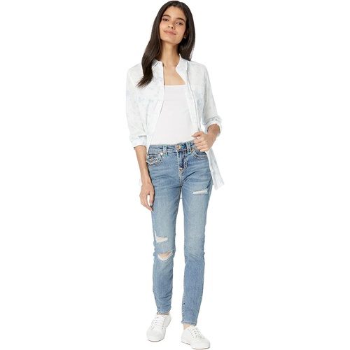 트루릴리젼 True Religion Jennie Mid-Rise Curvy Skinny Flap Supert in Mother Light Destroy