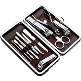 Tseoa Manicure, Pedicure Kit, Nail Clippers, Professional Grooming Kit, Nail Tools with Luxurious Travel Case, Set of 12 … (nail clippers 12pcs)