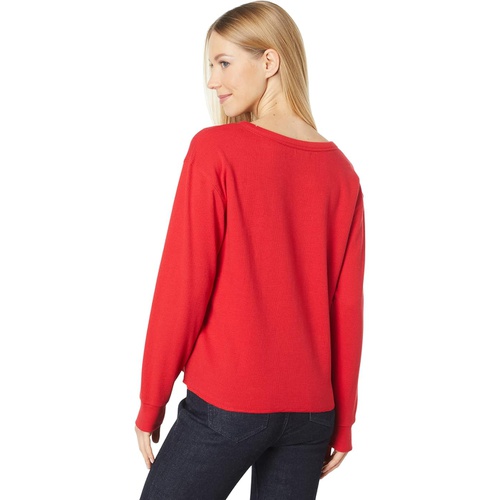  U.S. POLO ASSN. Long Sleeve Solid Crop Thermal Henley Top