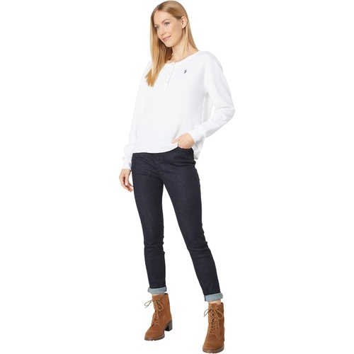  U.S. POLO ASSN. Long Sleeve Solid Crop Thermal Henley Top