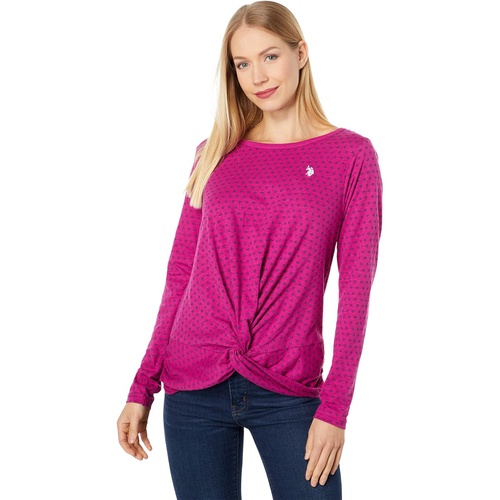  U.S. POLO ASSN. Long Sleeve Twist Front Ditsy Knit Shirt