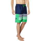 U.S. POLO ASSN. Stripe Color-Block Cargo Swim Shorts