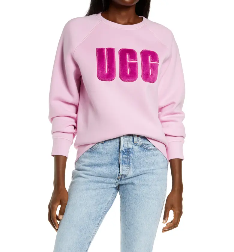 UGG Collection Madeline Fuzzy Logo Sweatshirt_ROSE QUARTZ / WILD VIOLET