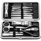 Manicure Pedicure Set Nail Clipper, UOWGA 17 Piece Stainless Steel Tools for Nail Grooming Cutter Kit Gift for Men/Women Includes Cuticle Remover with Portable Travel Case