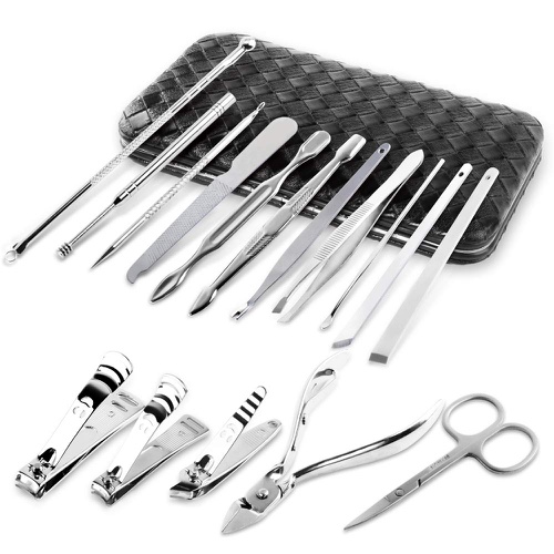  Manicure Pedicure Set Nail Clipper, UOWGA 17 Piece Stainless Steel Tools for Nail Grooming Cutter Kit Gift for Men/Women Includes Cuticle Remover with Portable Travel Case