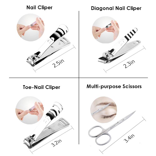  Manicure Pedicure Set Nail Clipper, UOWGA 17 Piece Stainless Steel Tools for Nail Grooming Cutter Kit Gift for Men/Women Includes Cuticle Remover with Portable Travel Case