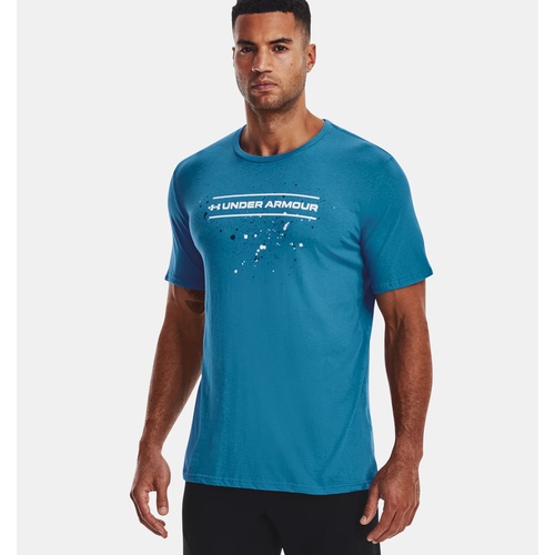 언더아머 Underarmour Mens UA Wordmark Paint Drops Short Sleeve