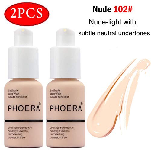  VENTIGA 2PCS Matte Oil Control Concealer Foundation Cream,30ml Natural Moisturizing Highlighting Long Lasting Waterproof Matte Liquid Foundation (104 Buff Beige)