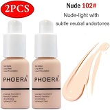 VENTIGA 2PCS Matte Oil Control Concealer Foundation Cream,30ml Natural Moisturizing Highlighting Long Lasting Waterproof Matte Liquid Foundation (102 Nude)