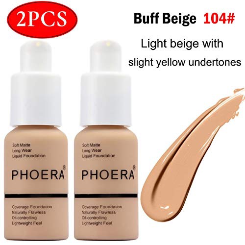  VENTIGA 2PCS Matte Oil Control Concealer Foundation Cream,30ml Natural Moisturizing Highlighting Long Lasting Waterproof Matte Liquid Foundation (102 Nude)