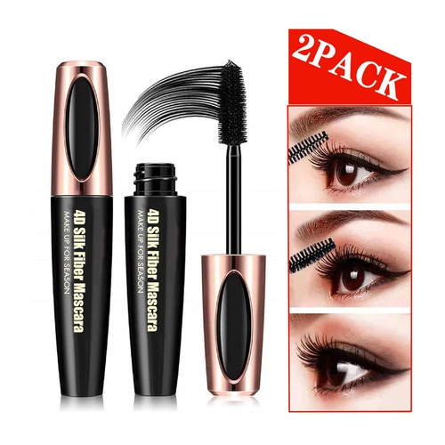  VENTIGA 2PCS 4D Silk Fiber Eyelash Mascara，Extra Long Lash Mascara and Thick, Long Lasting, Waterproof & Smudge-Proof Eyelashes