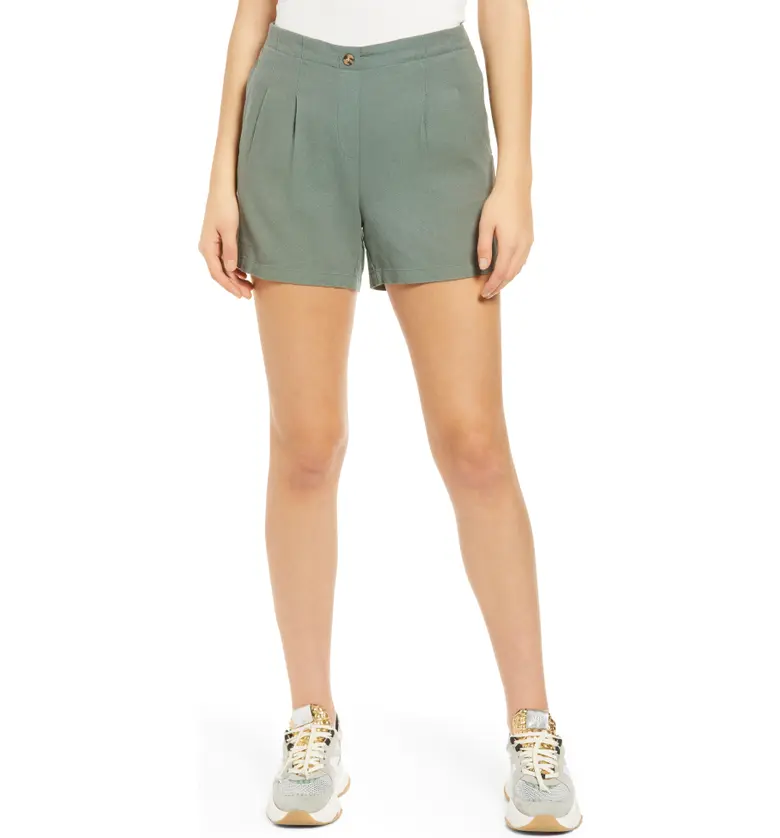 VERO MODA High Waist Linen Blend Shorts_LAUREL WREATH