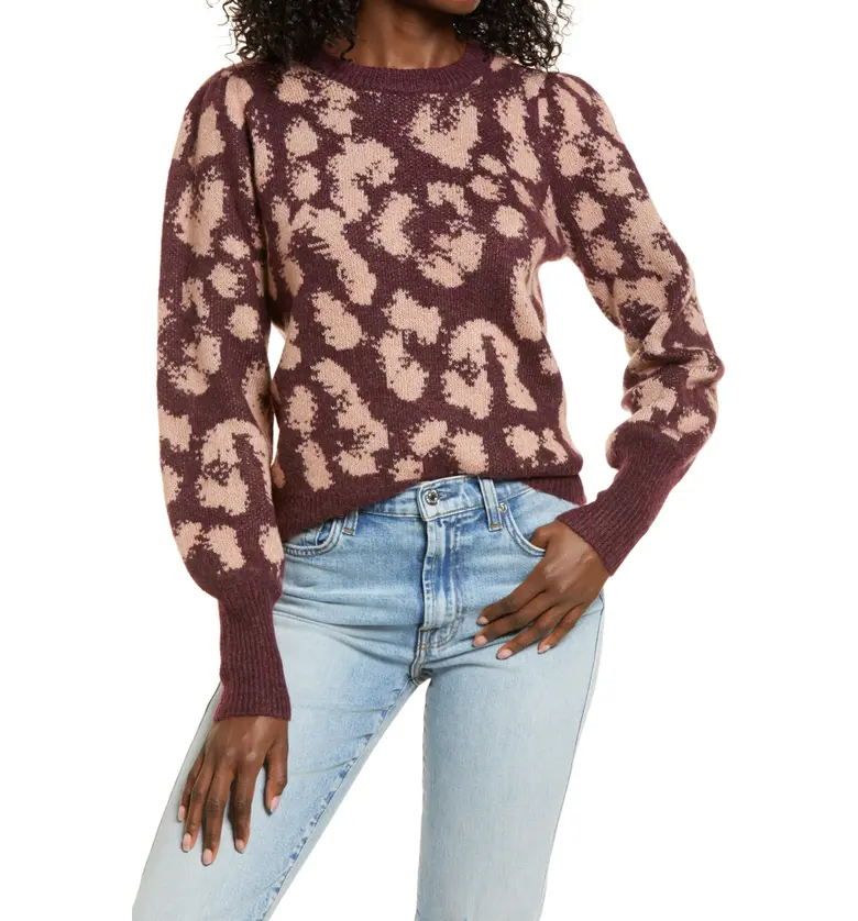 VERO MODA Tari Leopard Spot Jacquard Sweater_PORT ROYALE