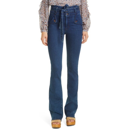  Veronica Beard Giselle High Waist Slim Flare Jeans_WASHED OXFORD