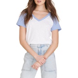 Veronica Beard Hallie Slub T-Shirt_WHITE/ SKY BLUE