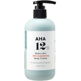 VILLAGE11FACTORY AHA 12% Body Lotion, Exfoliating & Rejuvenating Formula with 12% Glycolic Acid and Hyaluronic Acid. Unscented, Mineral Oil Free and Paraben Free. Helps Maintain pH, Fast Absorption