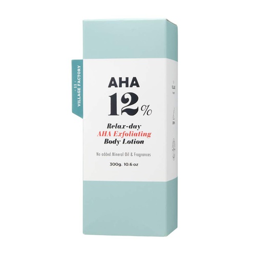  VILLAGE11FACTORY AHA 12% Body Lotion, Exfoliating & Rejuvenating Formula with 12% Glycolic Acid and Hyaluronic Acid. Unscented, Mineral Oil Free and Paraben Free. Helps Maintain pH, Fast Absorption