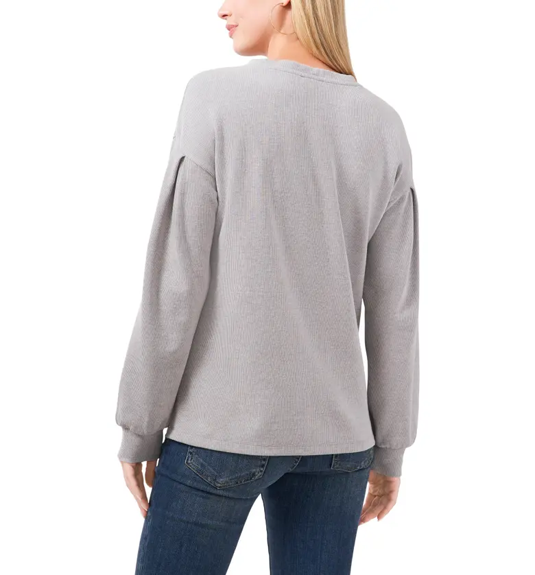  Vince Camuto Pleat Rib Top_SILVER HEATHER