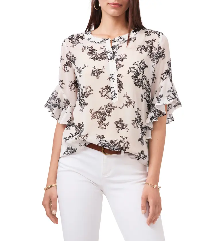 Vince Camuto Bouquets Chiffon Blouse_NEW IVORY