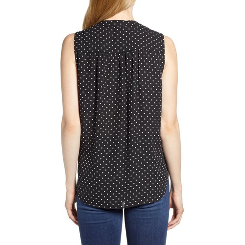  Vince Camuto Polka Dot Sleeveless Blouse_RICH BLACK