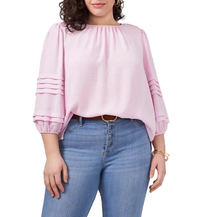 Vince Camuto Pleated Sleeve Gauze Blouse_CORSAGE PINK