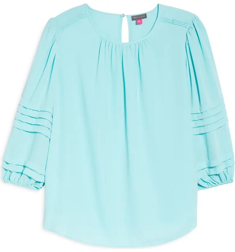  Vince Camuto Pleated Sleeve Gauze Blouse_CRYSTAL LAKE