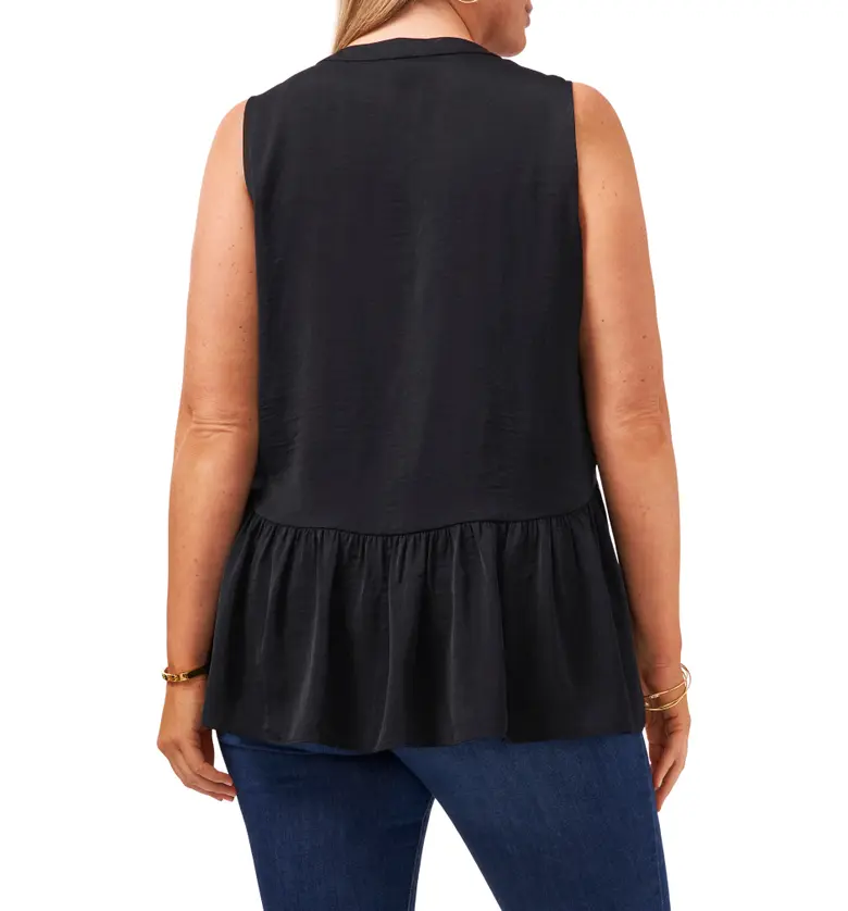  Vince Camuto Ruffle Hem Rumple Satin Top_RICH BLACK