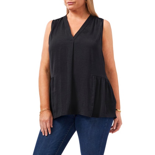  Vince Camuto Ruffle Hem Rumple Satin Top_RICH BLACK