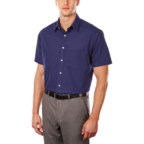  Van Heusen Mens Short Sleeve Dress Shirt Regular Fit Poplin Solid