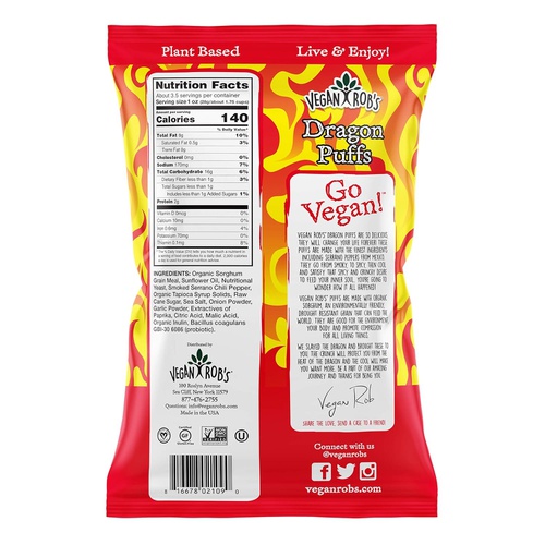  Vegan Robs Puffs, Probiotic Dragon, 21 Oz