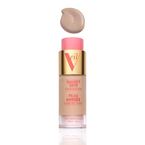  Veil Cosmetics Sunset Skin Foundation, Skin Brightening with Plant-Based, Water-Resistant Formula | Vegan & Cruelty-Free | Oil-Free & Hypoallergenic | Sheer-to-Medium Coverage (2N)