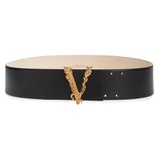 Versace Virtus Wide Leather Belt_BLACK/ GOLD