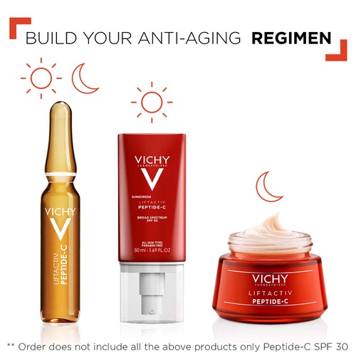  Vichy LiftActiv Sunscreen Peptide-C Face Moisturizer with SPF 30, Anti Aging Face Cream with Peptides & Vitamin C to Brighten & Firm Skin, Reduce Wrinkles & Dark Spots